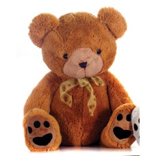 Plush Brown Bear 75 Cm High With Bow
