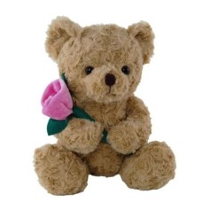 Valentines Teddy Bear with Pink Rose by Elka