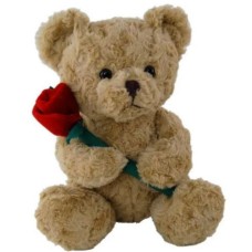Valentines Teddy Bear with Red Rose by Elka