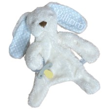 Personalised Bunny Baby Comforter with Dummy Holder by ES Kids Blue