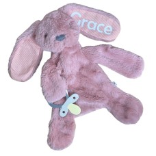 Blush Pink Personalised Bunny Baby Comforter with Dummy Holder by ES Kids