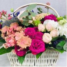 Flower basket with different flowers