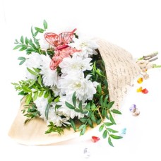 White Chrysanthemum Bouquet NoraInclude