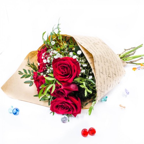 Red roses in the original craft envelope