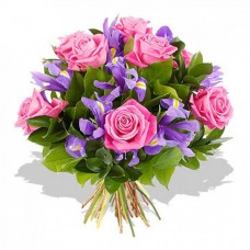 Rose And Iris Bouquet Flamingo