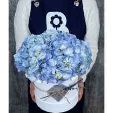 Blue Hydrangeas In Hat Box