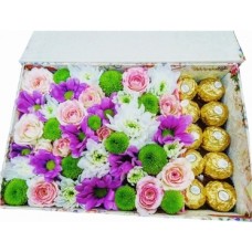 Chrysanthemums, Roses and Ferrero