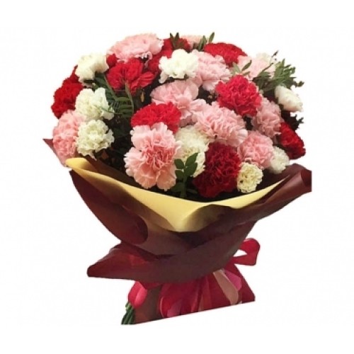 Multicolored Carnations bouquet (21 stems)