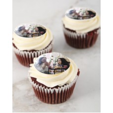 Personalised Red Velvet Photo Cupcakes (12)