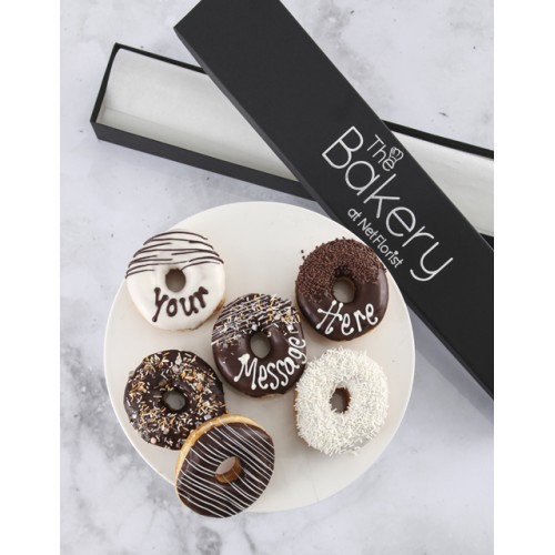 Personalised Vanilla Choc Doughnut Box (6 Kraftbox)