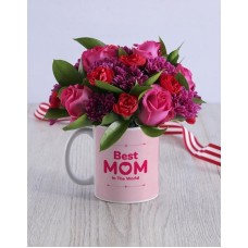 Pretty Purple And Pink Best Mom Floral Mug
