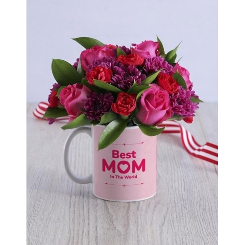 Pretty Purple And Pink Best Mom Floral Mug