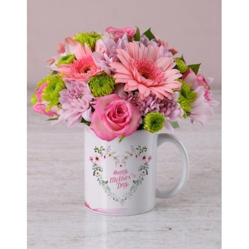 Mothers Day Pink Flowers In A Mug