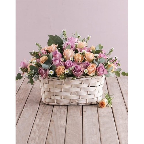 Peachy Purple Rose Basket