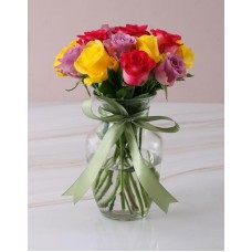 Captivating Mixed Roses In Vase