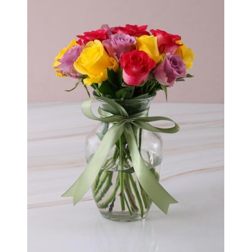 Captivating Mixed Roses In Vase
