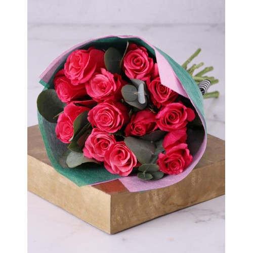 Seriously Classic Cerise Rose Bouquet