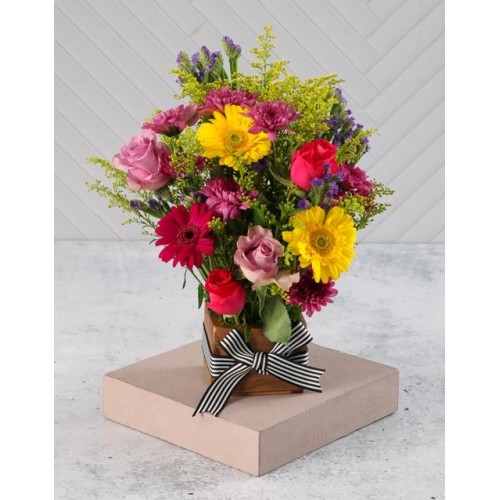 Shades Of Dusk Mixed Floral Wooden Box