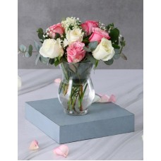 Precious Pink And White Rose Arrangement