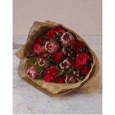 Red Rose & Protea Medley Bouquet (Small)