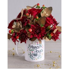 Golden Red Spray Mug Arrangement