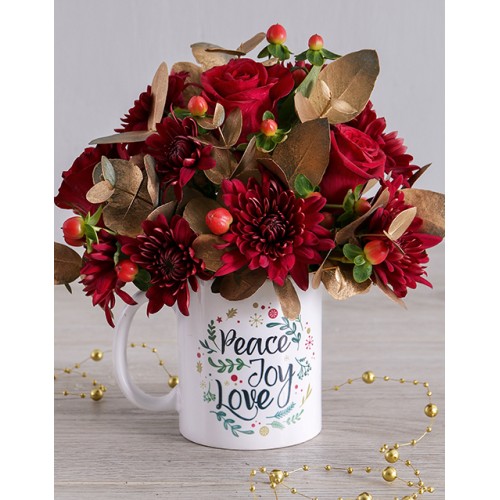 Golden Red Spray Mug Arrangement