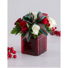 Petite Red and White Rose Arrangement