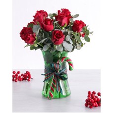 Red Candy Cane Rose Vase