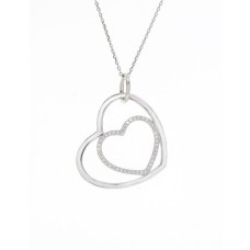 Double Silver Lining Heart Pendant