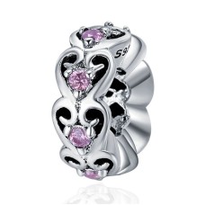 Pink Heart Spacer Necklace Charm