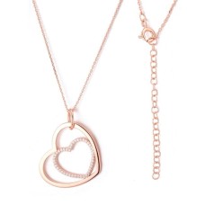 Enchanted Double Heart Rose Necklace