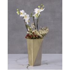 Opulent Orchids In Gold Vase (Large)