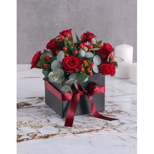 Hypericum and Red Rose Box
