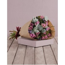 Lilac Roses And Gum Leaf Bouquet (12 Roses)