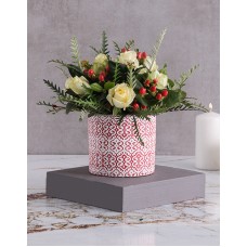 White Roses and Hypericum in Ceramic