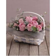 Basket Of Pink Roses