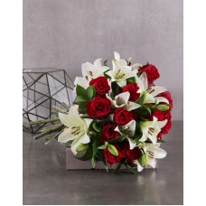 Red Rose and White Lily Bouquet (Standard)
