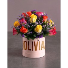 Personalised Mixed Roses In Hat Box