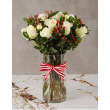 Tis The Season White Rose Bouquet (Standard)