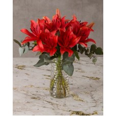 Breathtaking Red Lily Arrangement