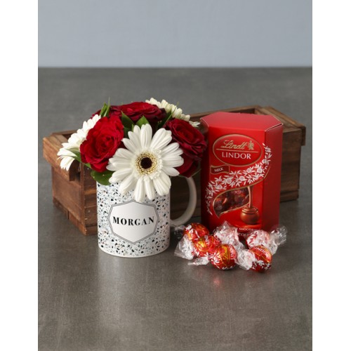 Ruby Rose Mug Arrangement With Chocs