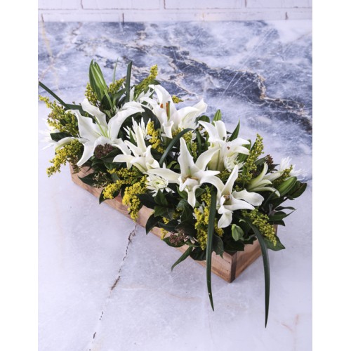 Rustic Lilies In Wooden Crate (Stargazer)
