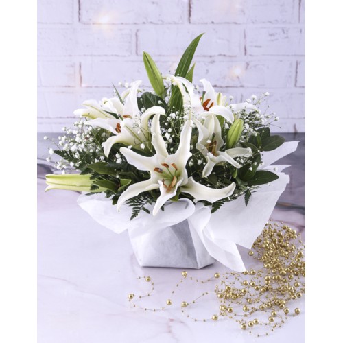 Stunning Open Lilies In Bowl (Stargazer)