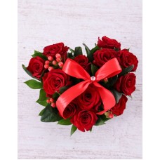 Red Roses In Heart Pot