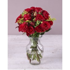 Classic Red Roses In Hurricane Vase