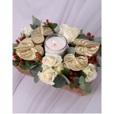 Green And White Mixed Flowers Arrangement