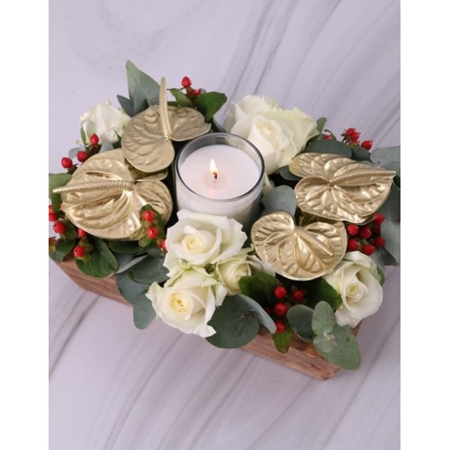 Green And White Mixed Flowers Arrangement