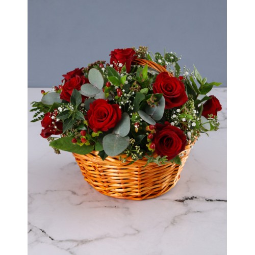 Amazing and Alluring Red Rose Basket