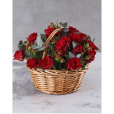 Radiant And Bright Red Rose Basket