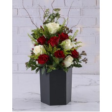 Classic Red And White Rose Arrangement